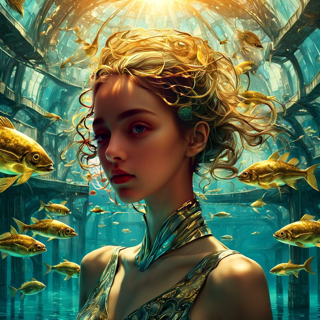 Futuristic Underwater City in Surreal Style