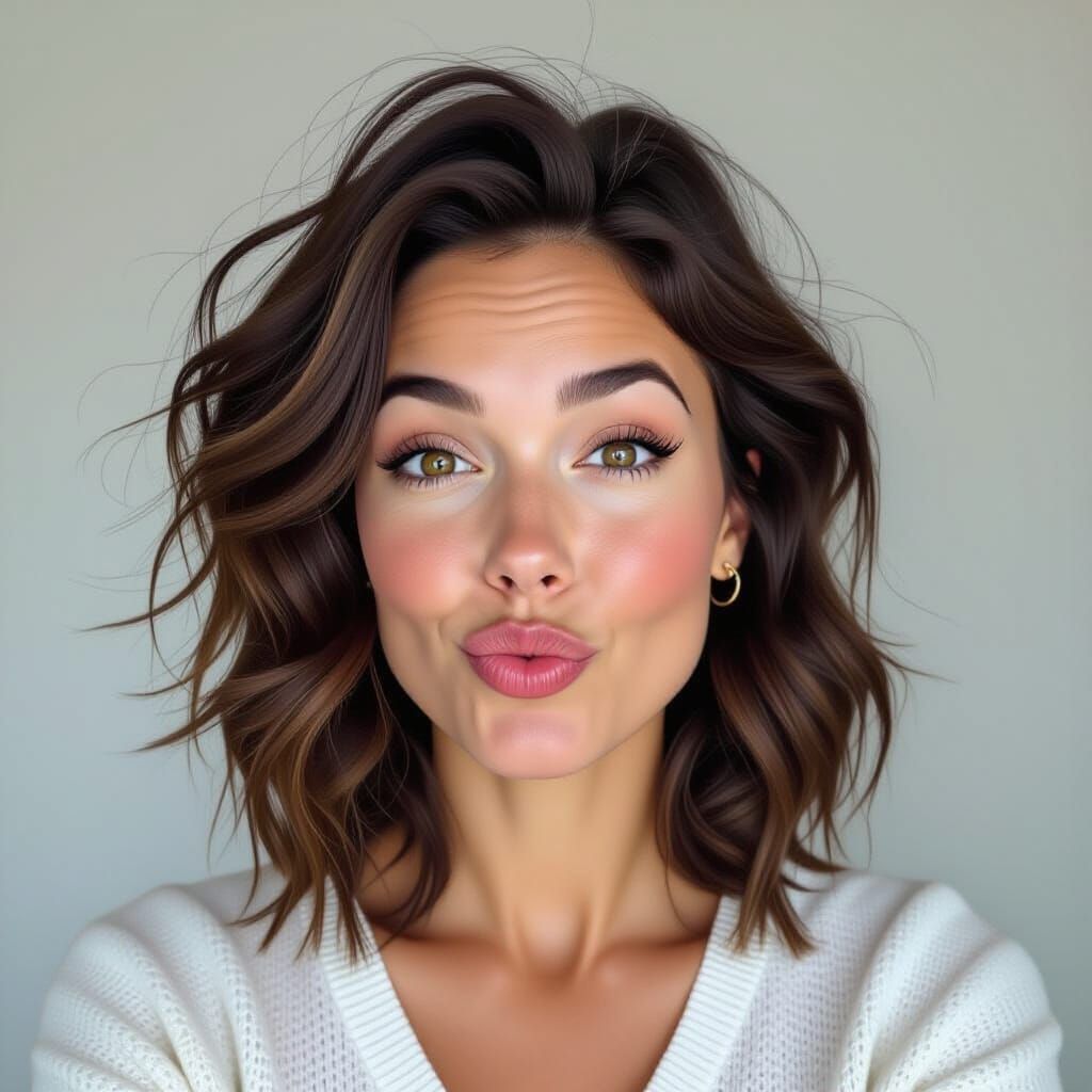 Goofy Selfie with Messy Hair in Whimsical Style