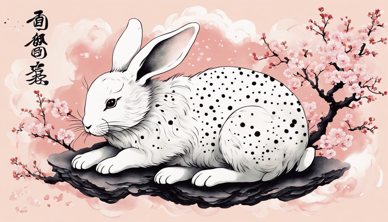 Celestial Jade Rabbit in Blossoming Paradise