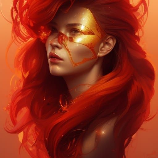 Fiery Fox-Girl Portrait in Hyperdetailed Digital Art