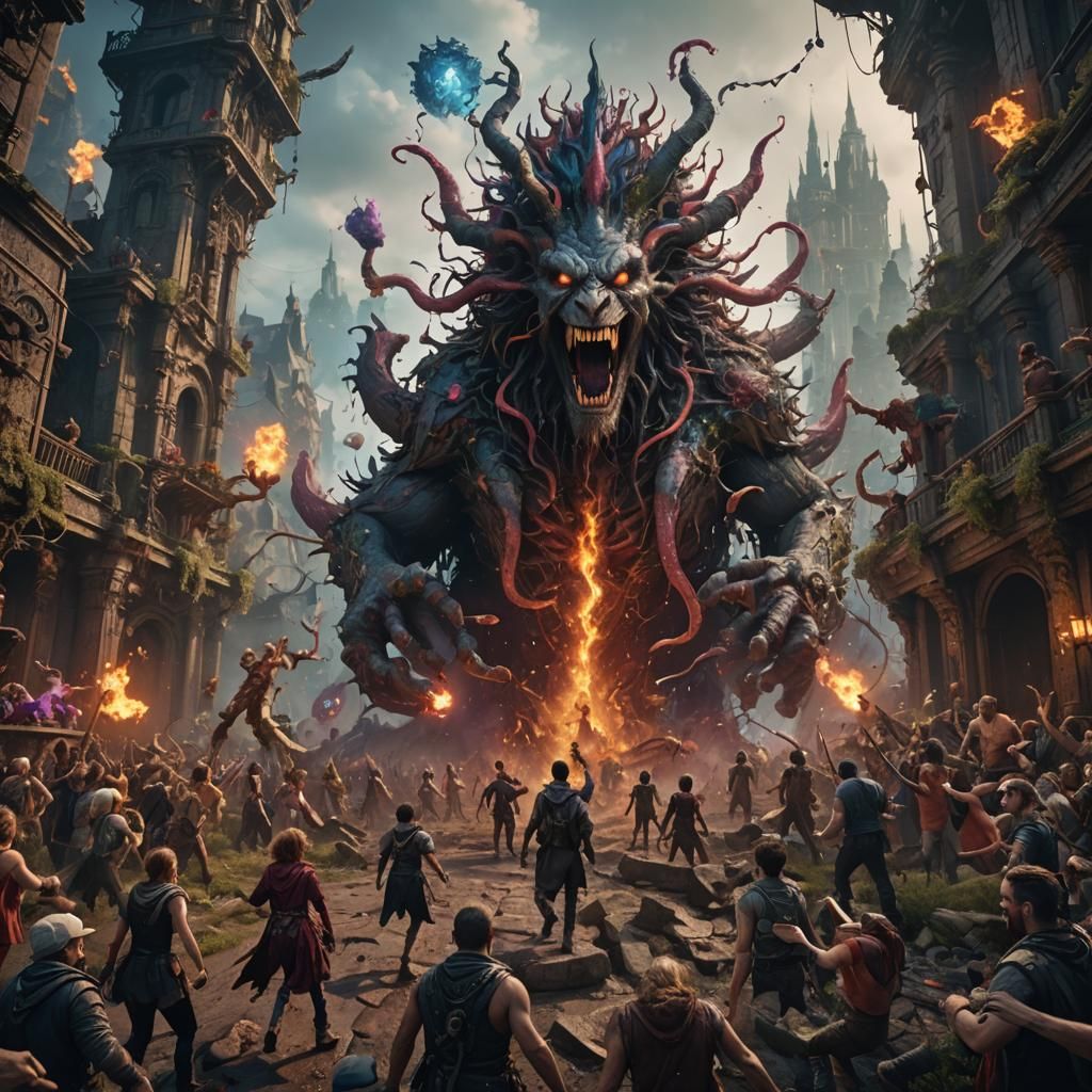 Fantastical Matte Painting of Raving Mad People