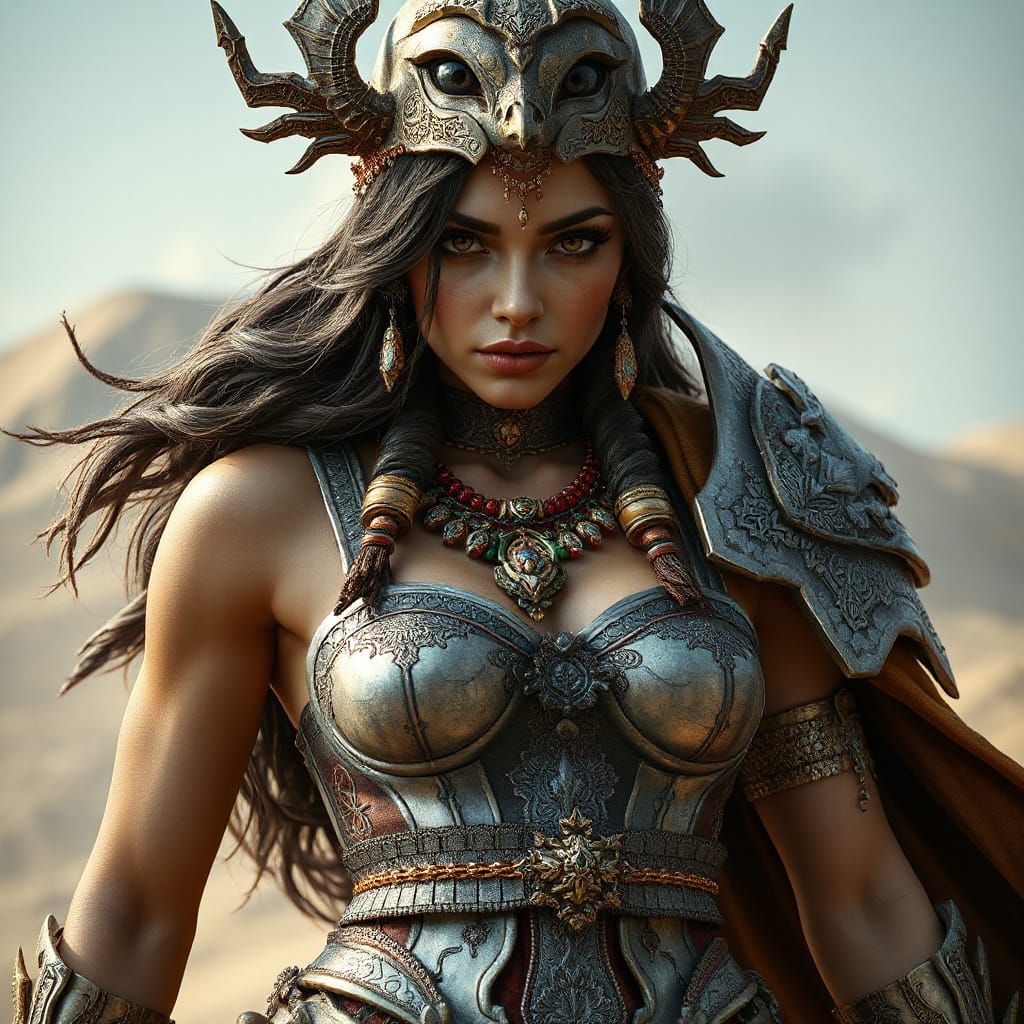 Goddess Warrior in Hyper-Realistic Action Scene