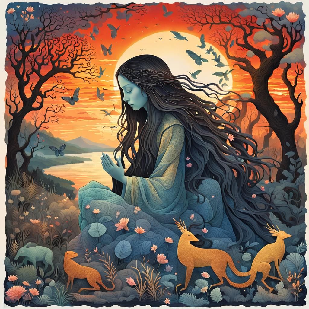 Mystical Creatures Awaken at Sunset: High-Resolution Photo