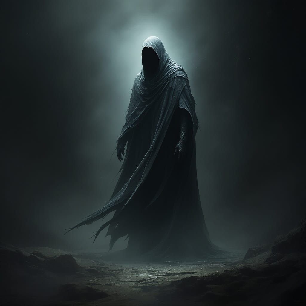 Mysterious Mist-Shrouded Being in Digital Art Style