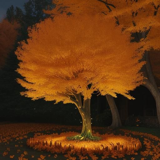 Halloween Pumpkin with Golden Elven Inscriptions and Autumn ...