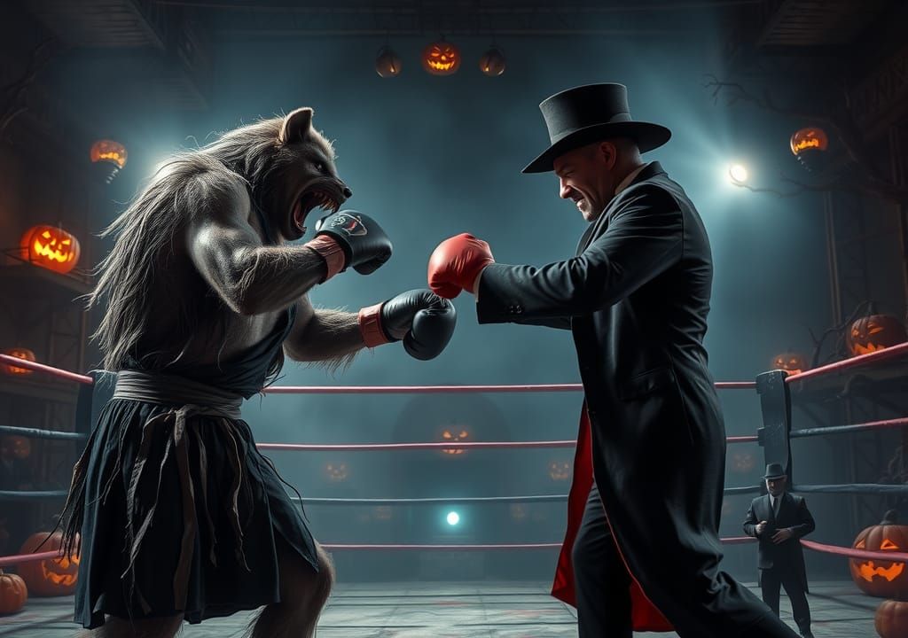 Werewolf vs Vampire Boxing in Haunted Ring