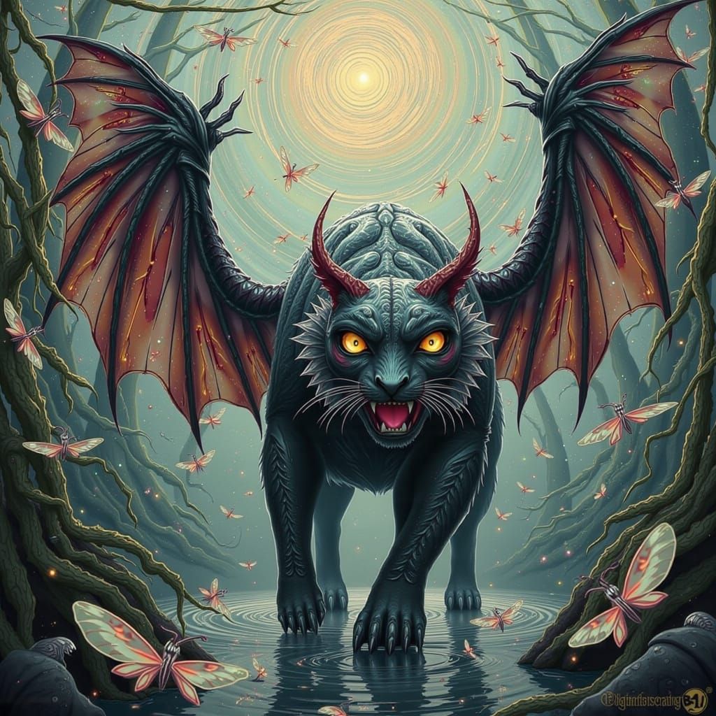 Mystical Swamp Creature as Impasto Painting