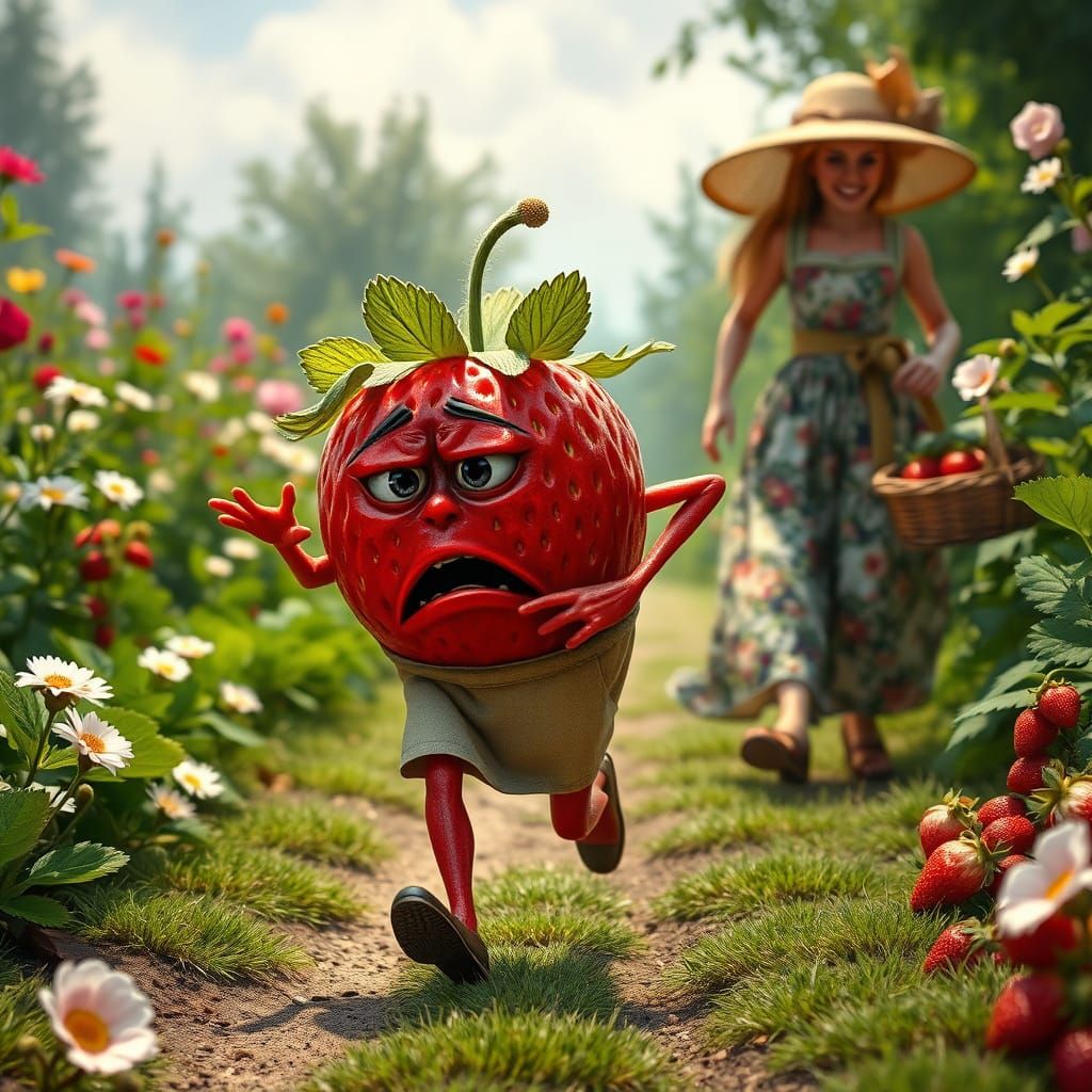Strawberry in a Frenzied Garden Chase