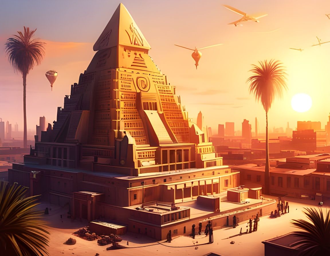 Hyperdetailed Pyramid with Anubis Statue in Egypt