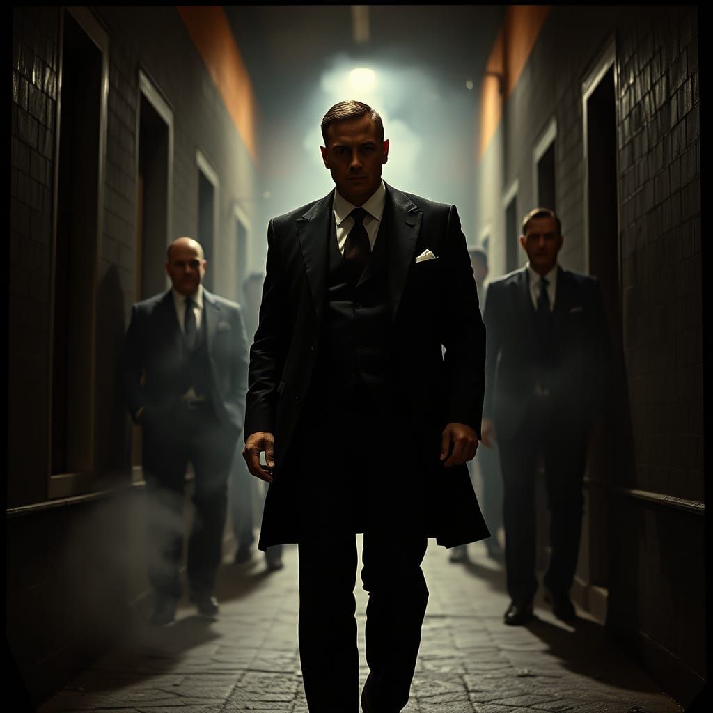 Gritty Mafia Boss in a Smoky Alleyway