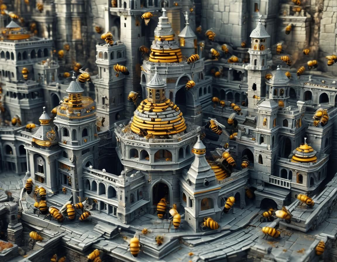 Inside a Surreal Beehive Castle with Queen Bee