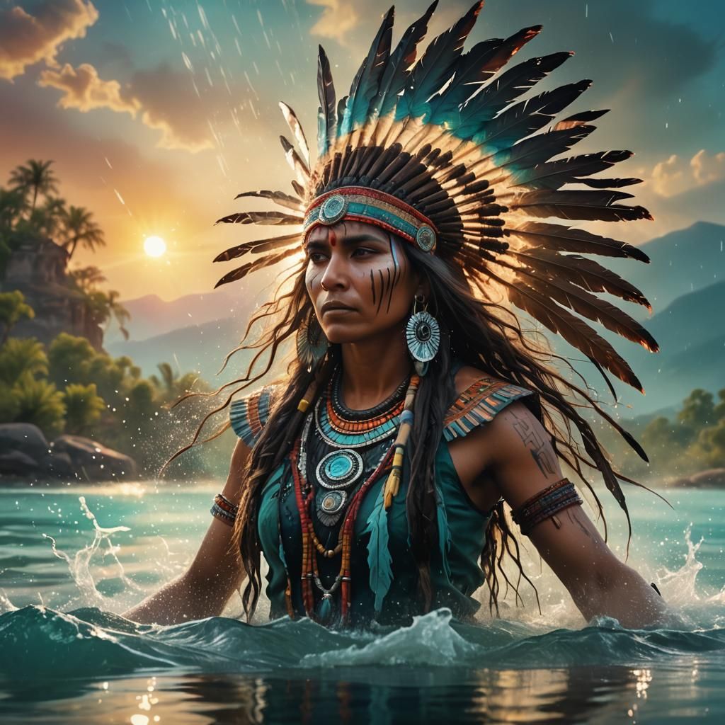 Apache Woman Warrior Dancing: Digital Oil Painting