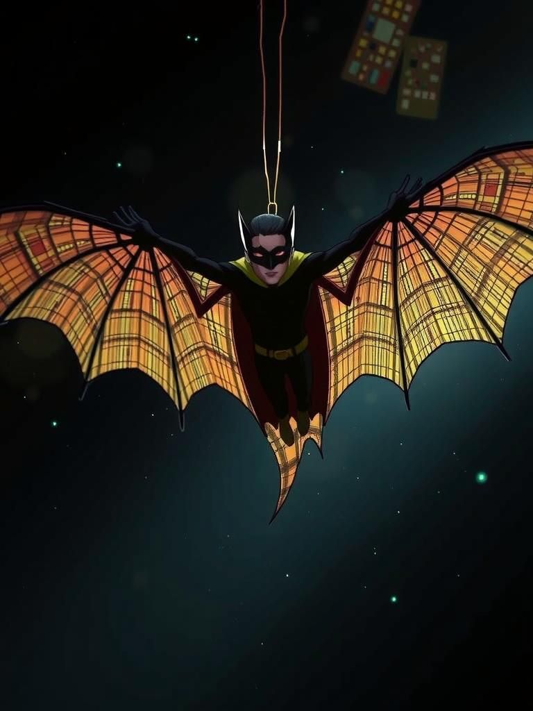 Robin Hero on Gotham Rooftop in Comic Art Style