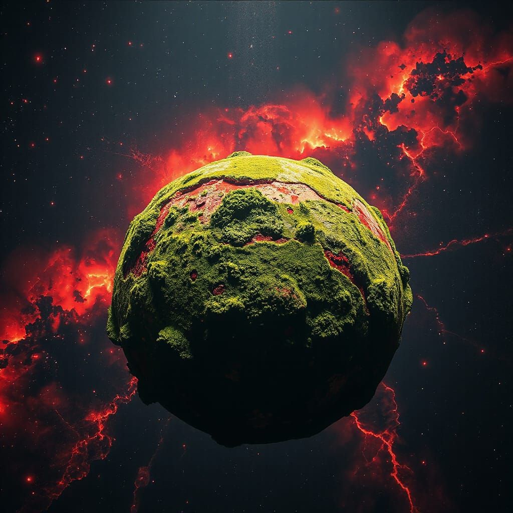 Vibrant Terrestrial World in a Cosmic Nebula