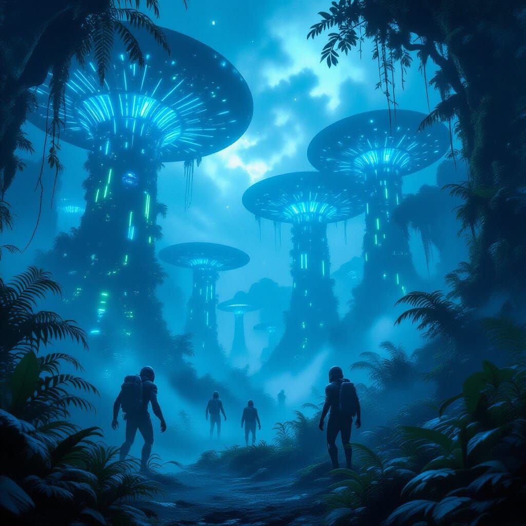 Bioluminescent Alien Jungle Landscape