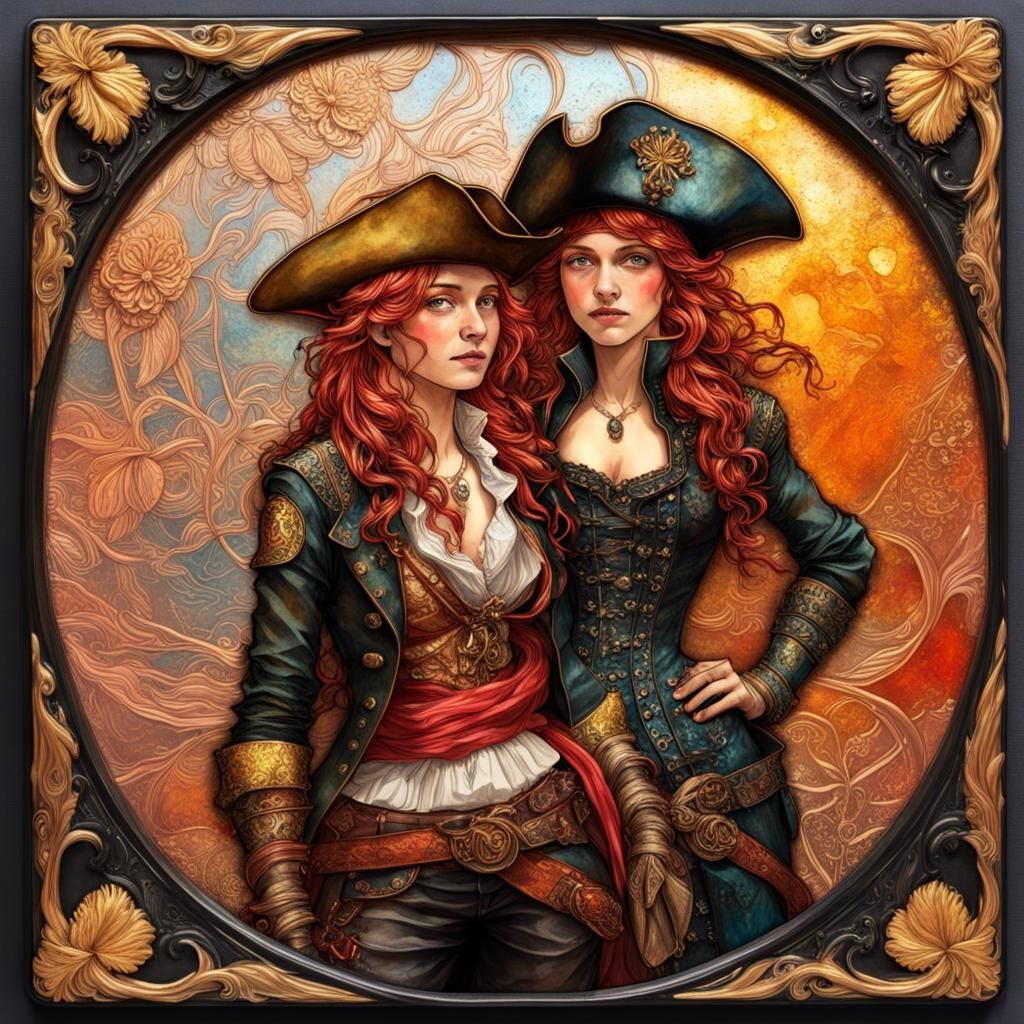 Anne Bonny and Mary Read in Vibrant Colors