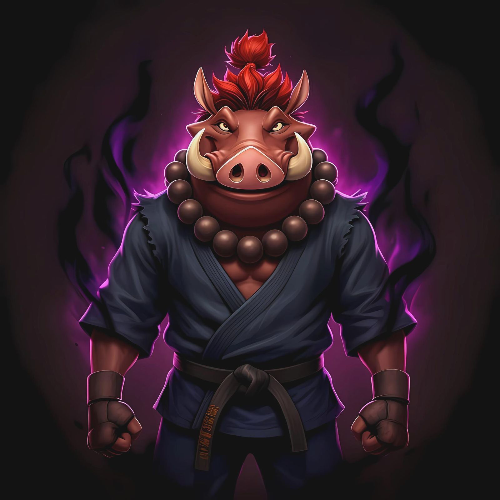 Pumbaa as Akuma: Lion King Street Fighter