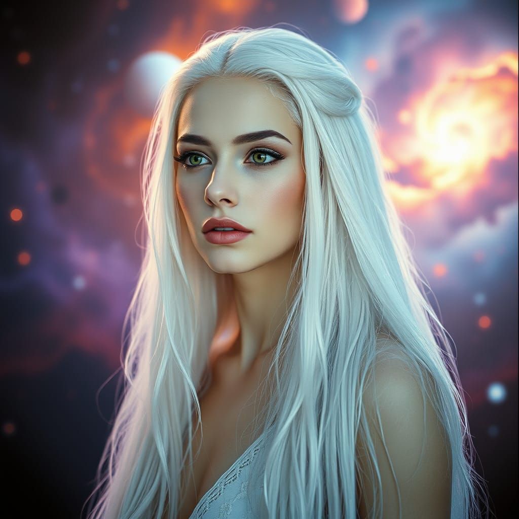 Ethereal Goddess in Cosmic Dawn