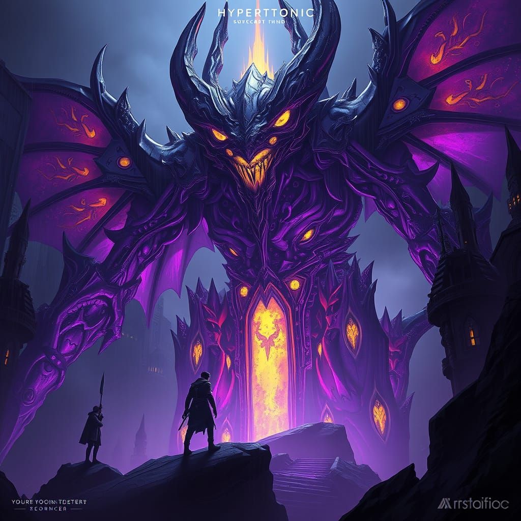 Surreal Dark Fantasy Realm in Vibrant Complementary Colors