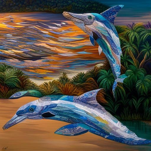 Recycled Dolphin Sculpture Art