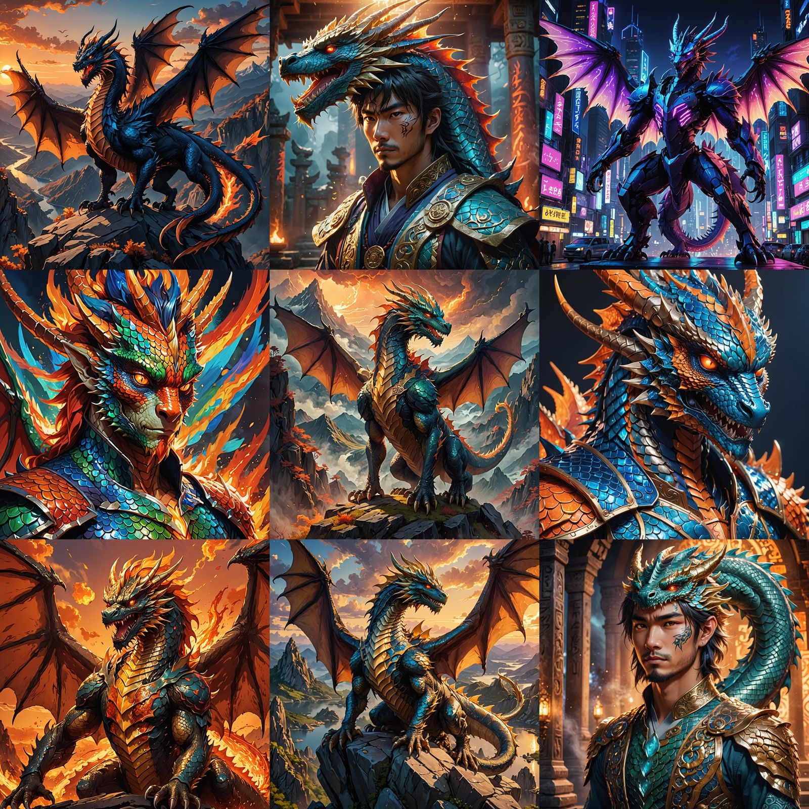 Human-Dragon Hybrid in Cel-Shaded Anime Style