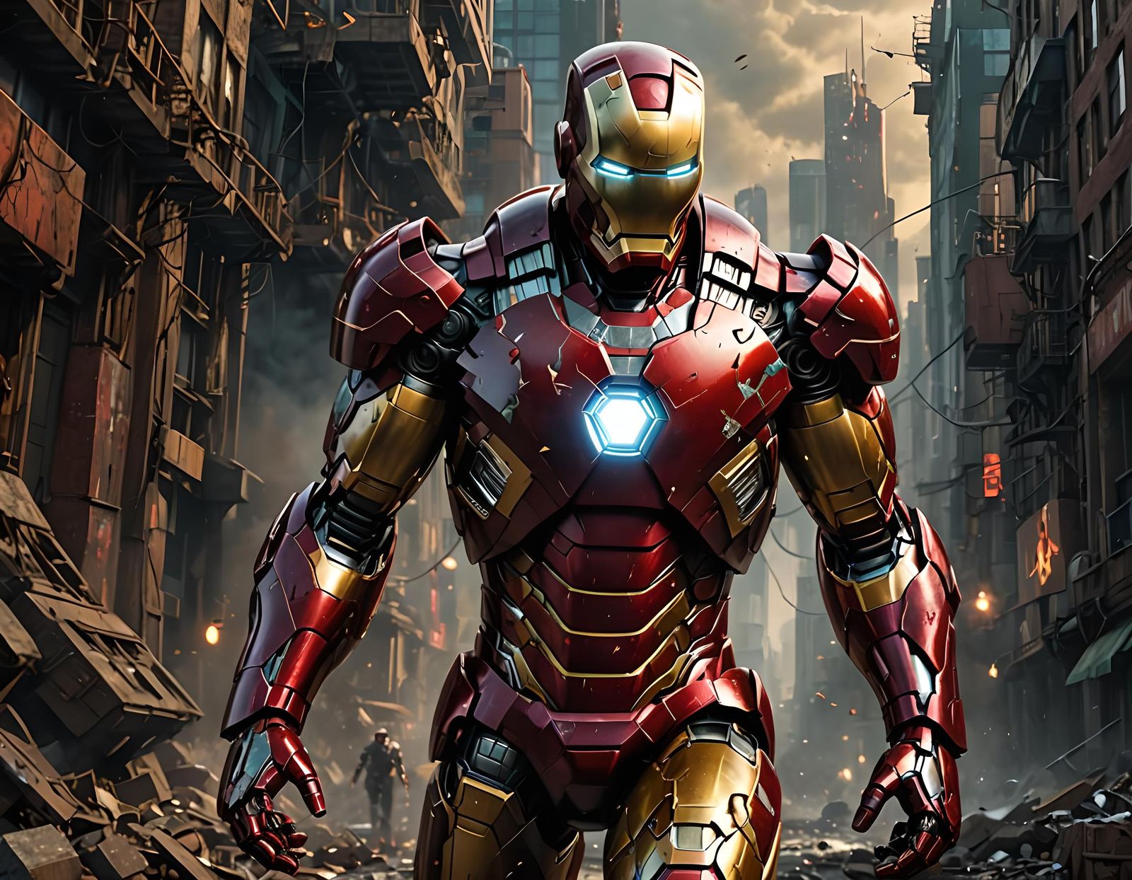 Epic Iron Man Portrait in Detailed Matte Painting