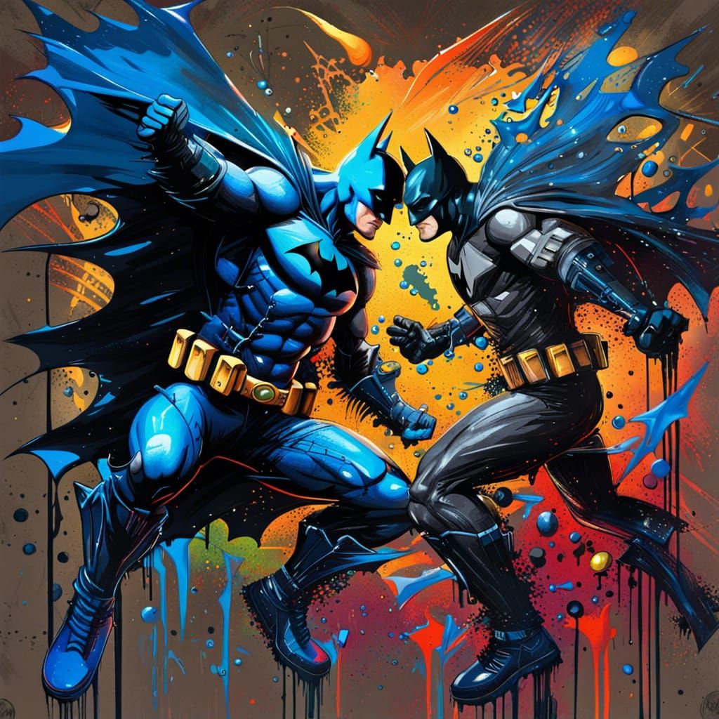 Batman Versus Nightwing Graffiti Art