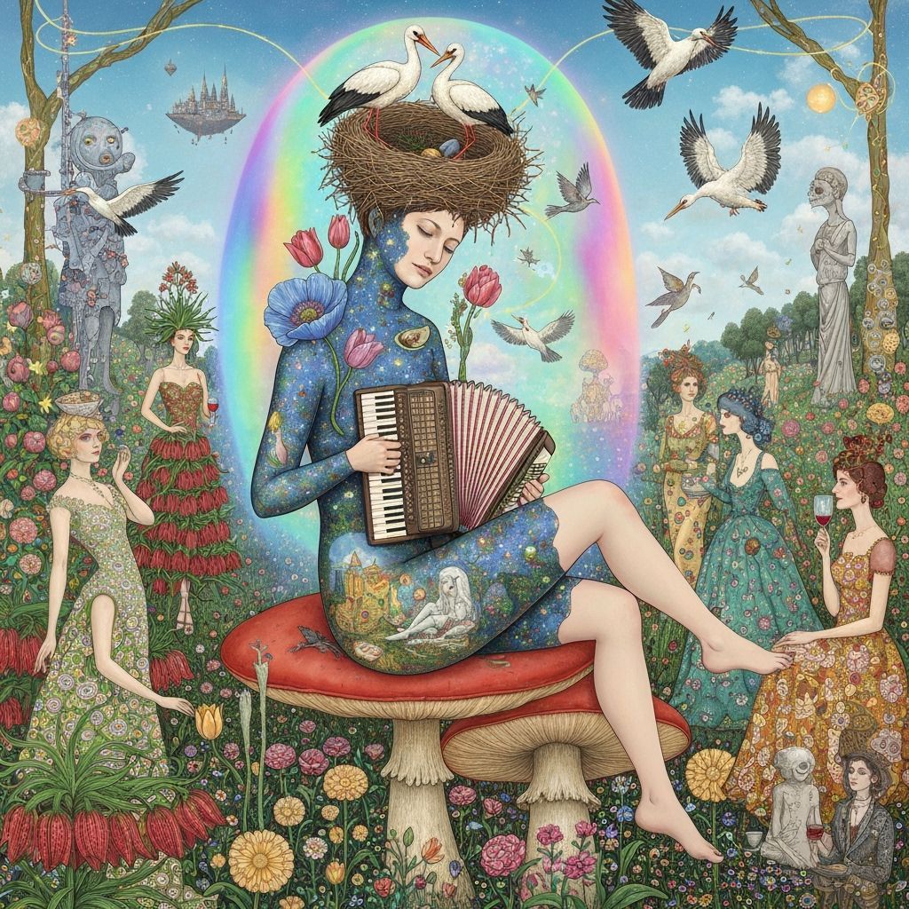 Ethereal Woman: Stars, Flowers, and Cosmic Energy