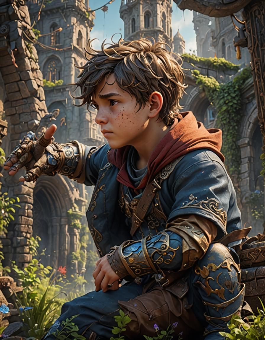 Fantastical Matte Painting of a Little Boy