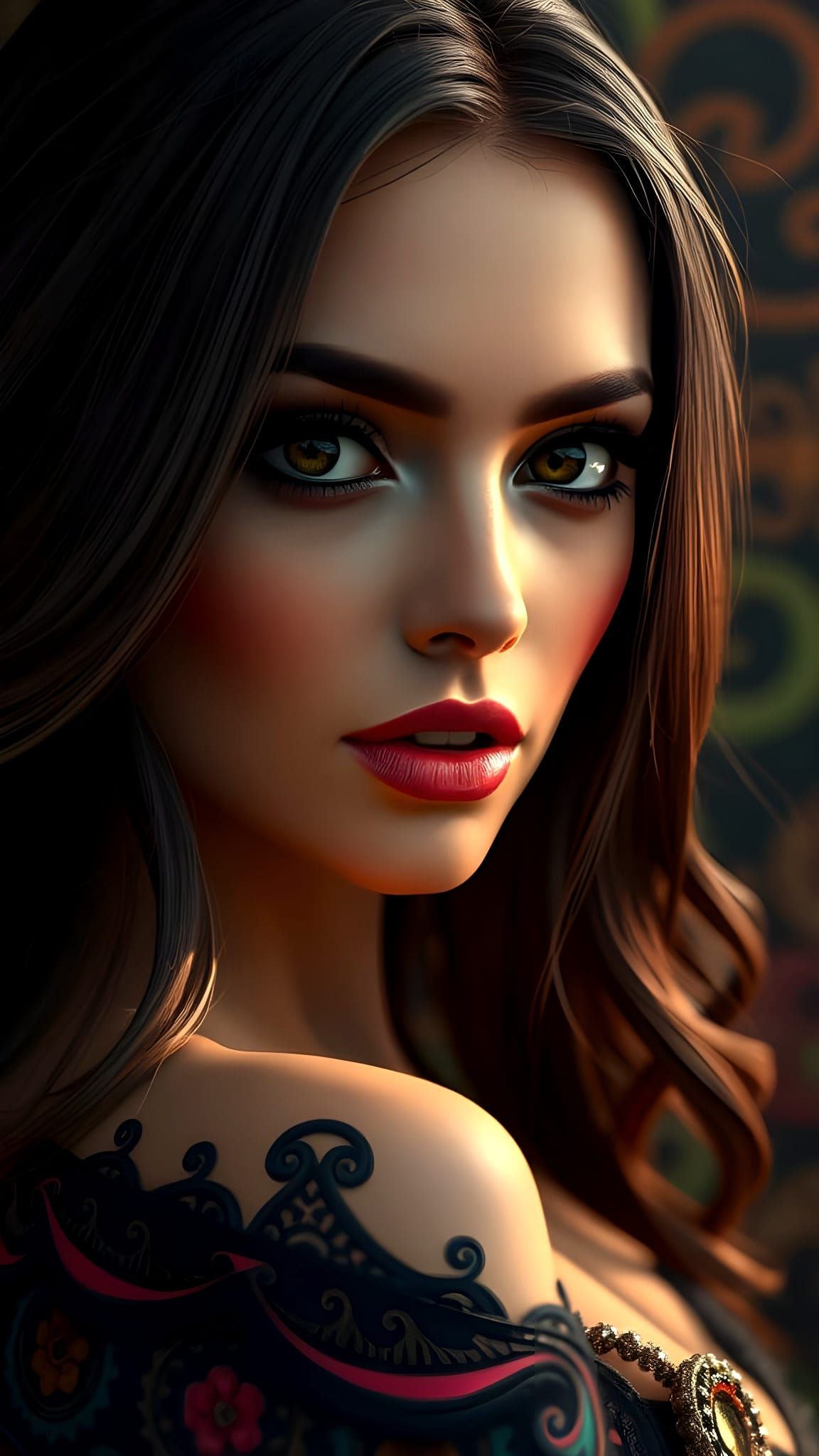 Ethereal Italian Goddess in Deep Fantasy Colors