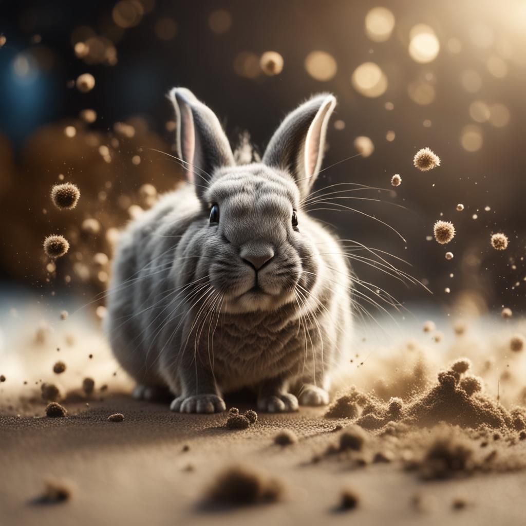 Hyperrealistic 4K Close-Up of a Dust Bunny