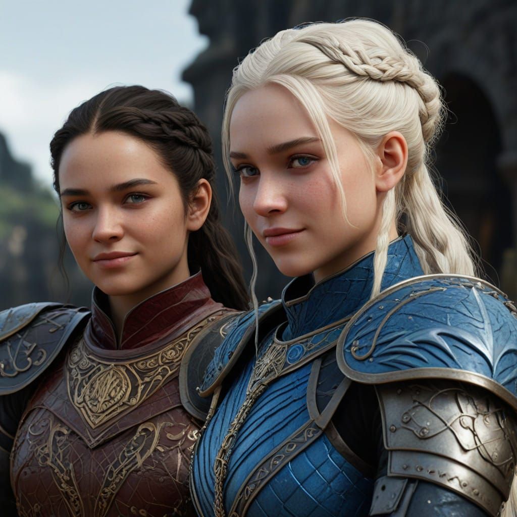 Fantastical Dragonriders in Valyria Blue and Yellow