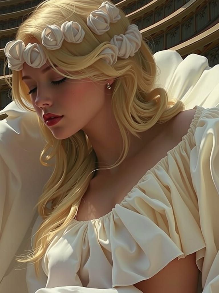 Woman in Trance Surrounded by Whirling Spiral