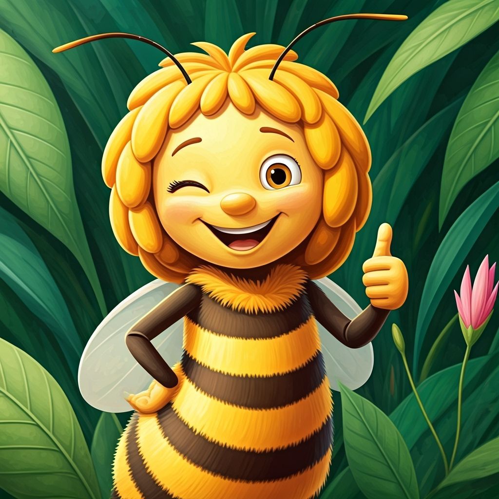 Maya the Bee Gives a Cheerful Thumbs Up