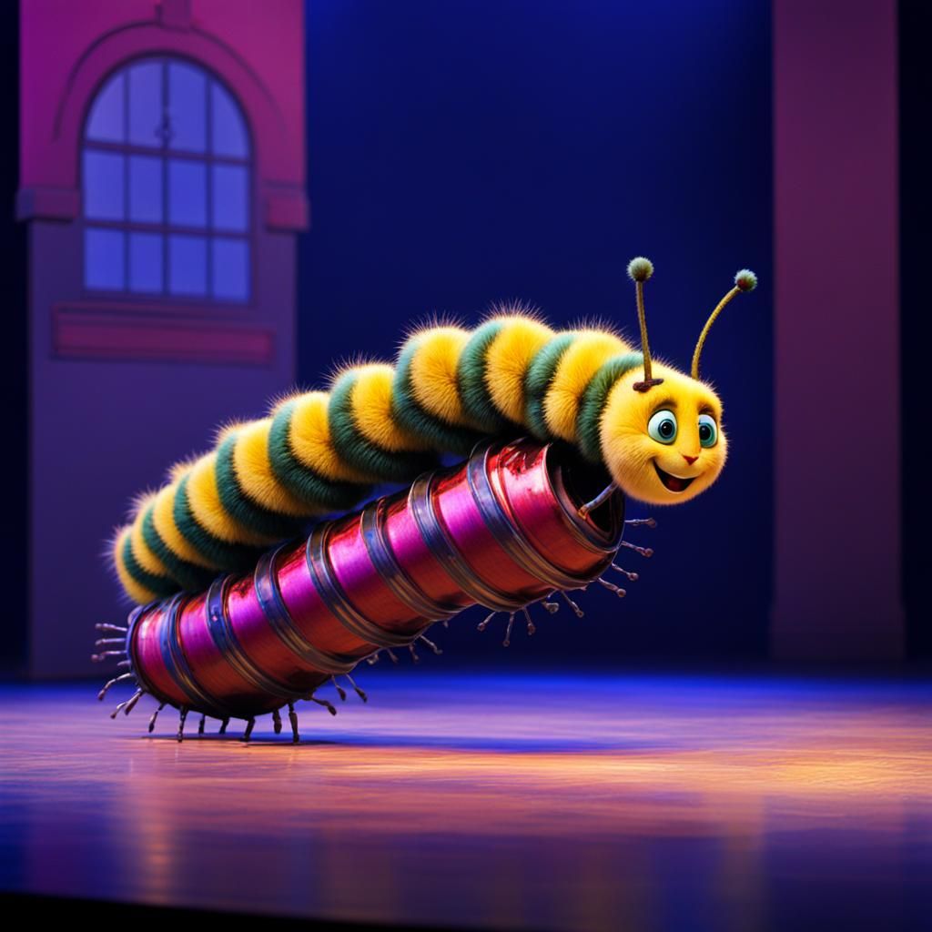Caterpillar Dances Can-Can on Stage