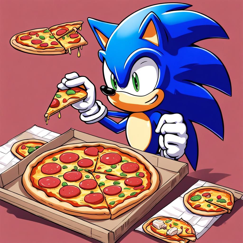 Sonic the Hedgehog Makes Pizza in Anime Style