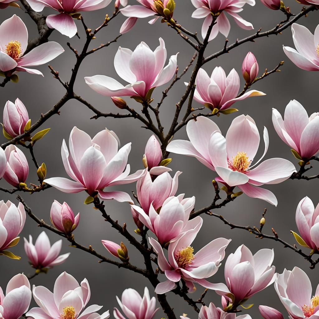 Blooming Magnolia Flower Macro Photography