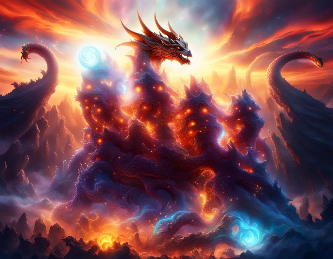 Mystical Dragon in Fantastical Realm: Fantasy Concept Art