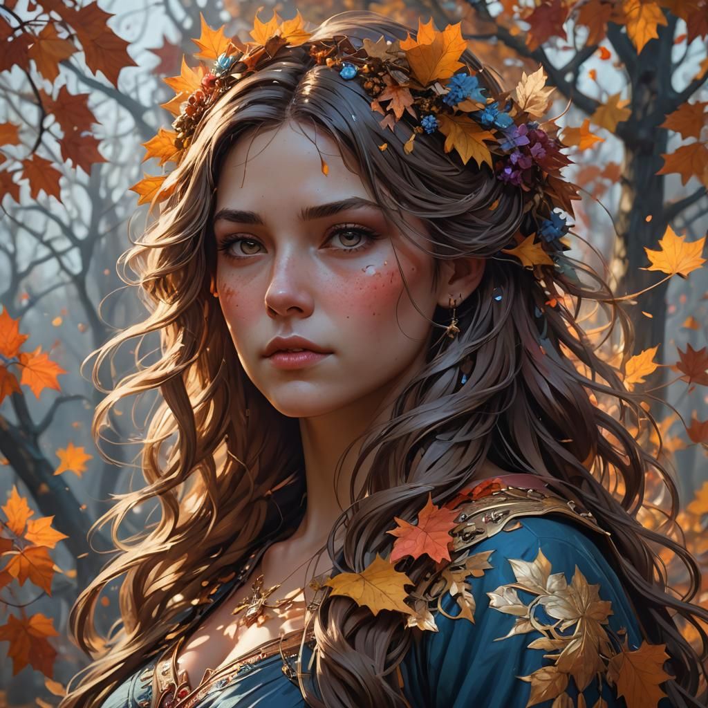 Eternal Autumn Portrait in Hyperdetailed Style