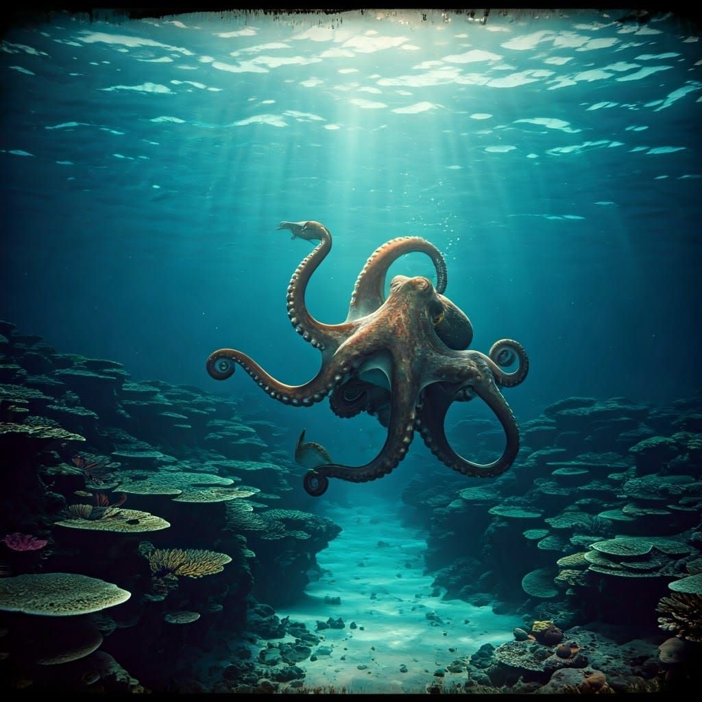 Octopus in Epic Oceanic Battle