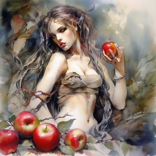 Tempting Red Apple on Wooden Table