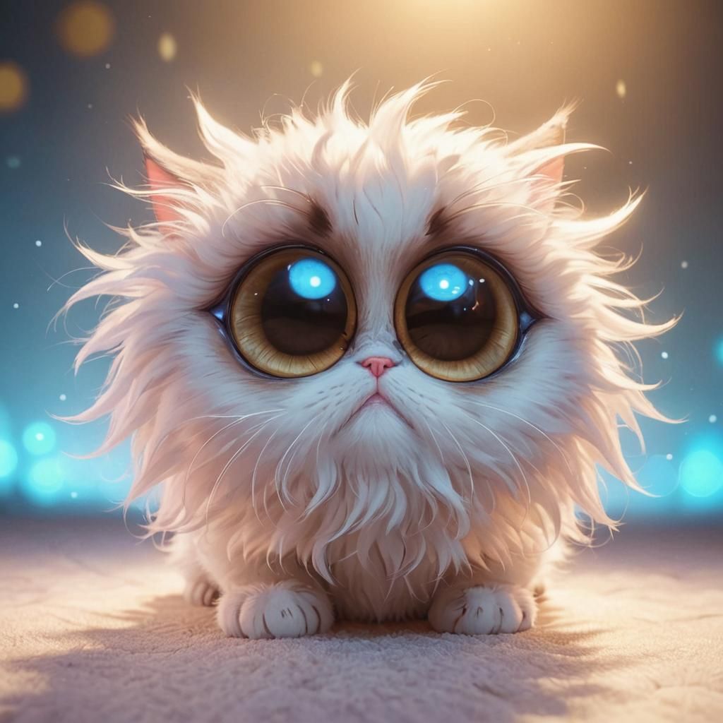 Cute Anime Kitten with Big Eyes