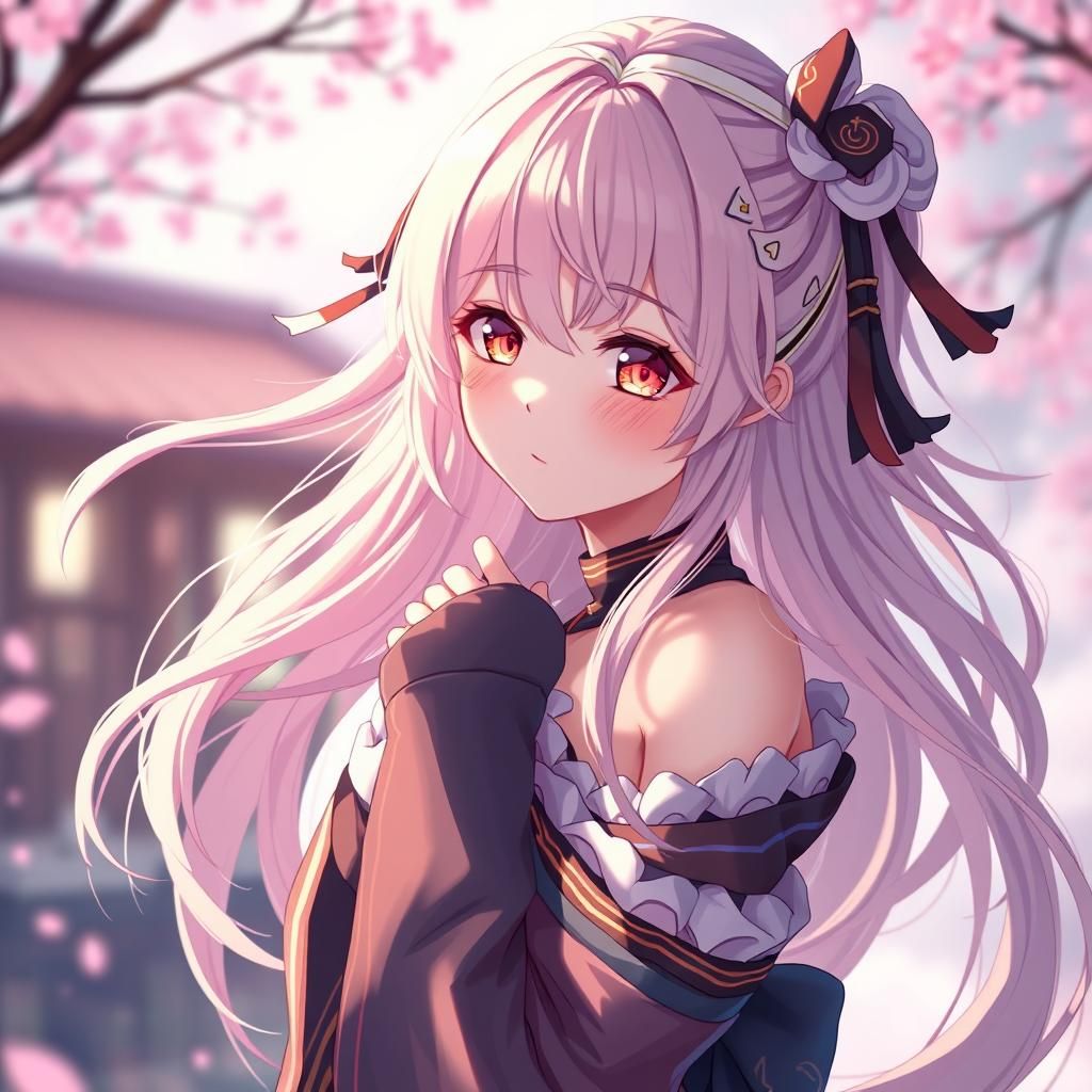 Anime Girl with Flowing Hair in 3D Anime Art