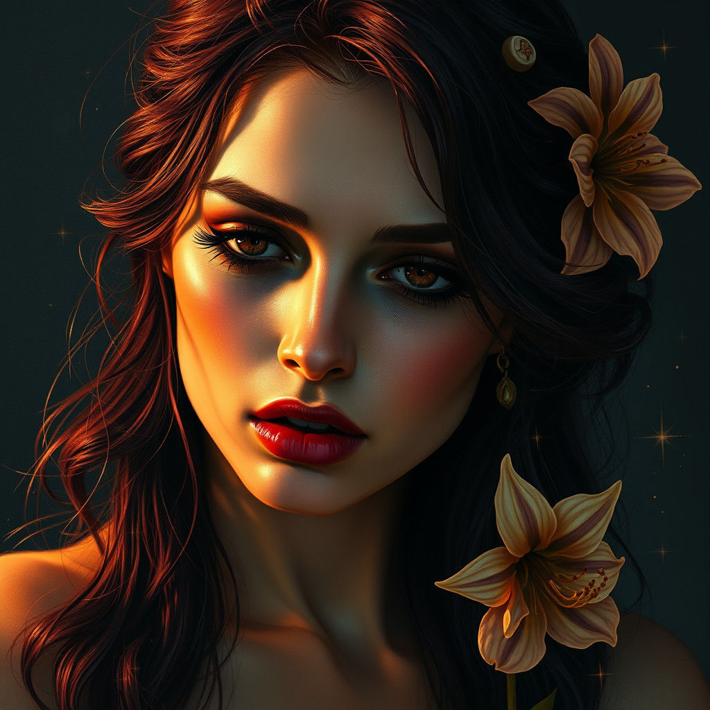 Sad Woman with Flowing Mascara in Fantasy Realism