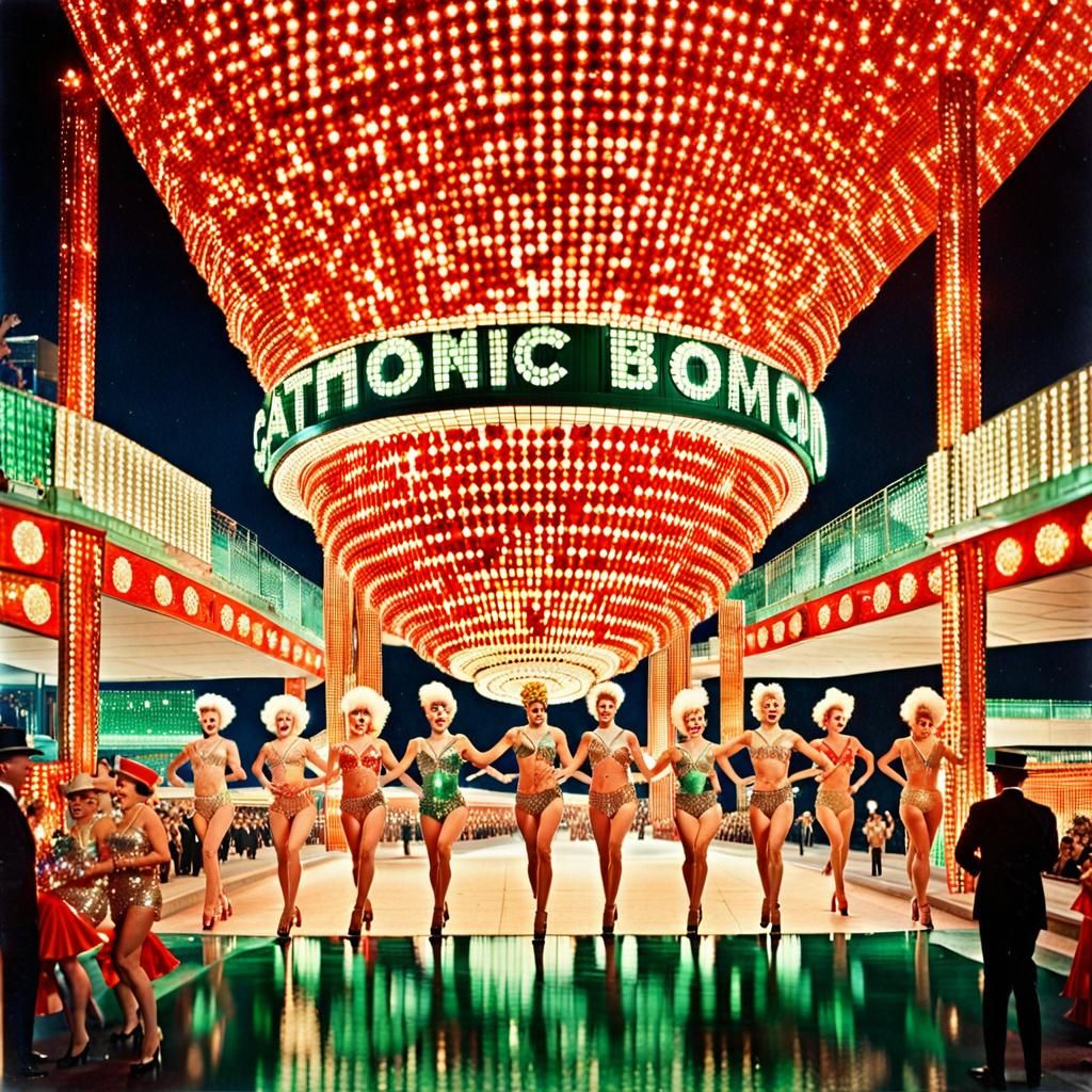 1960s Casino Entrance with Atomic Celebration