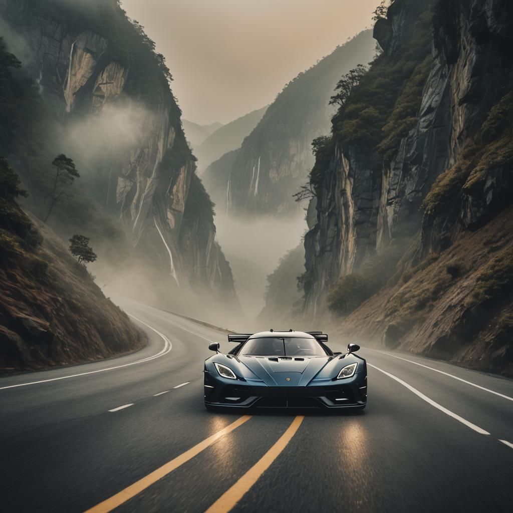 Koenigsegg Regera Speeds Through Misty Mountain Road