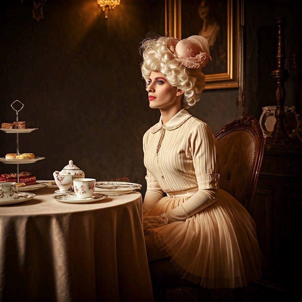 Elegant 1950s Dolly Imagination in Whimsical Tea Setting