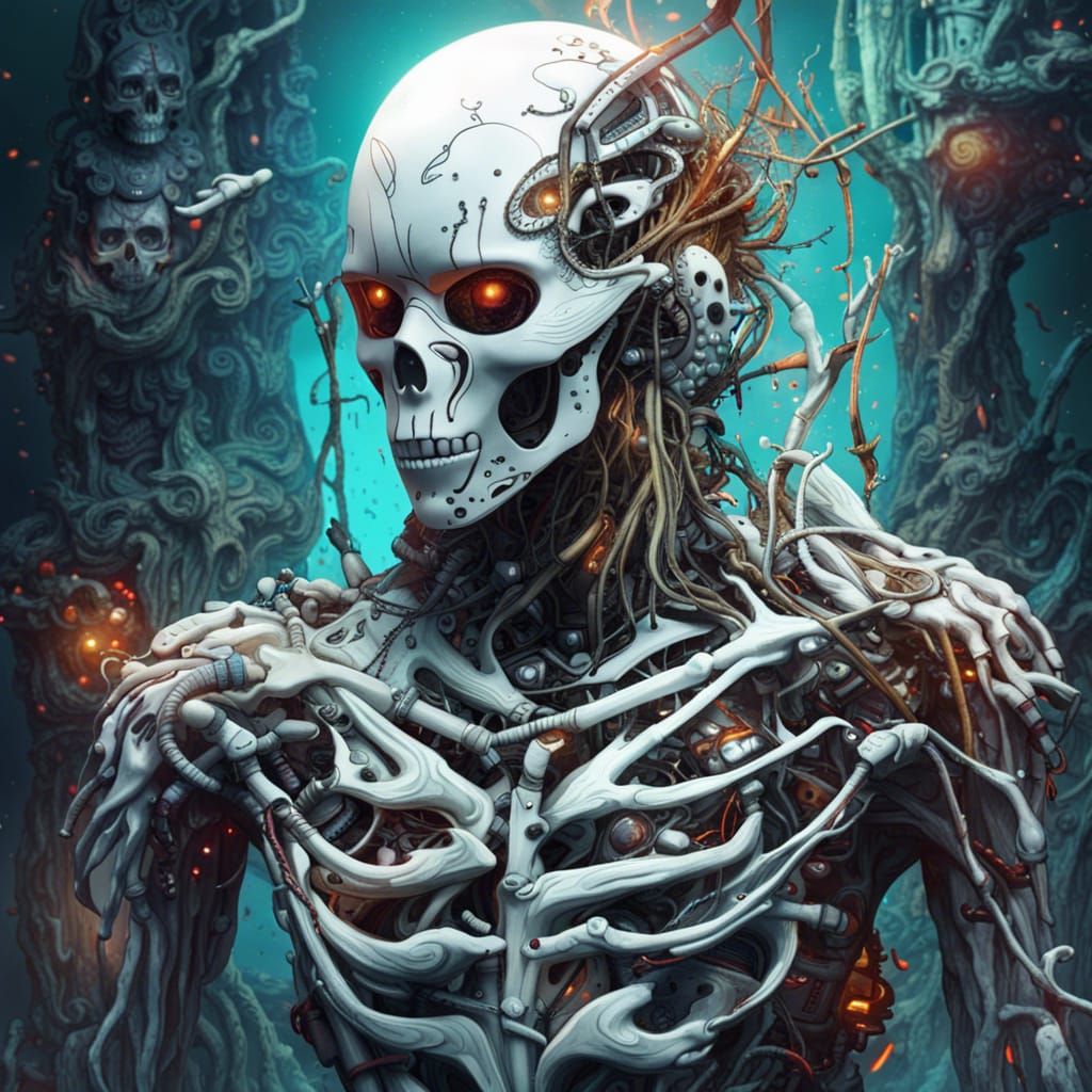 Distorted Human Turns Robot: A Fantastical Digital Painting