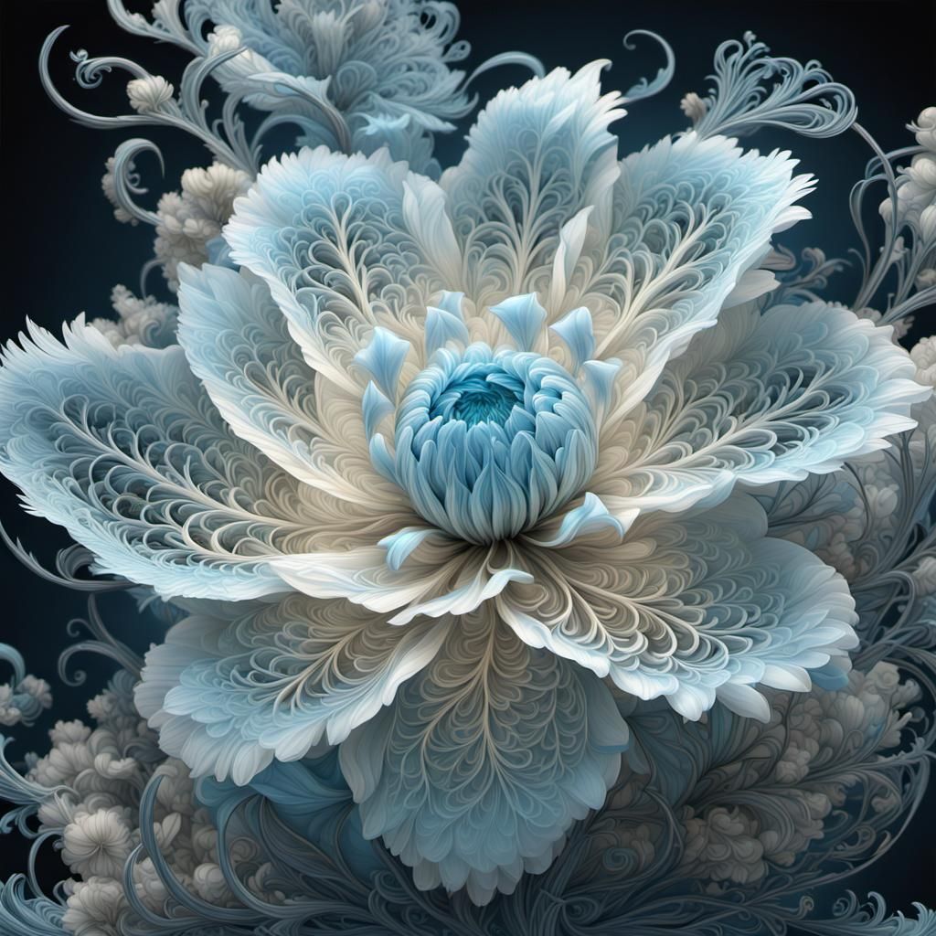 Bioluminescent Blue Flower: Intricate Anime-Inspired Art