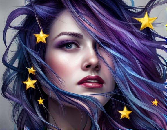 Happy Star Face in Purple Tones